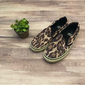 Leopard print slip on sneakers